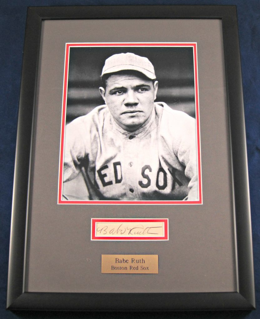 Babe Ruth Framed Cut Signature Memorabilia Center