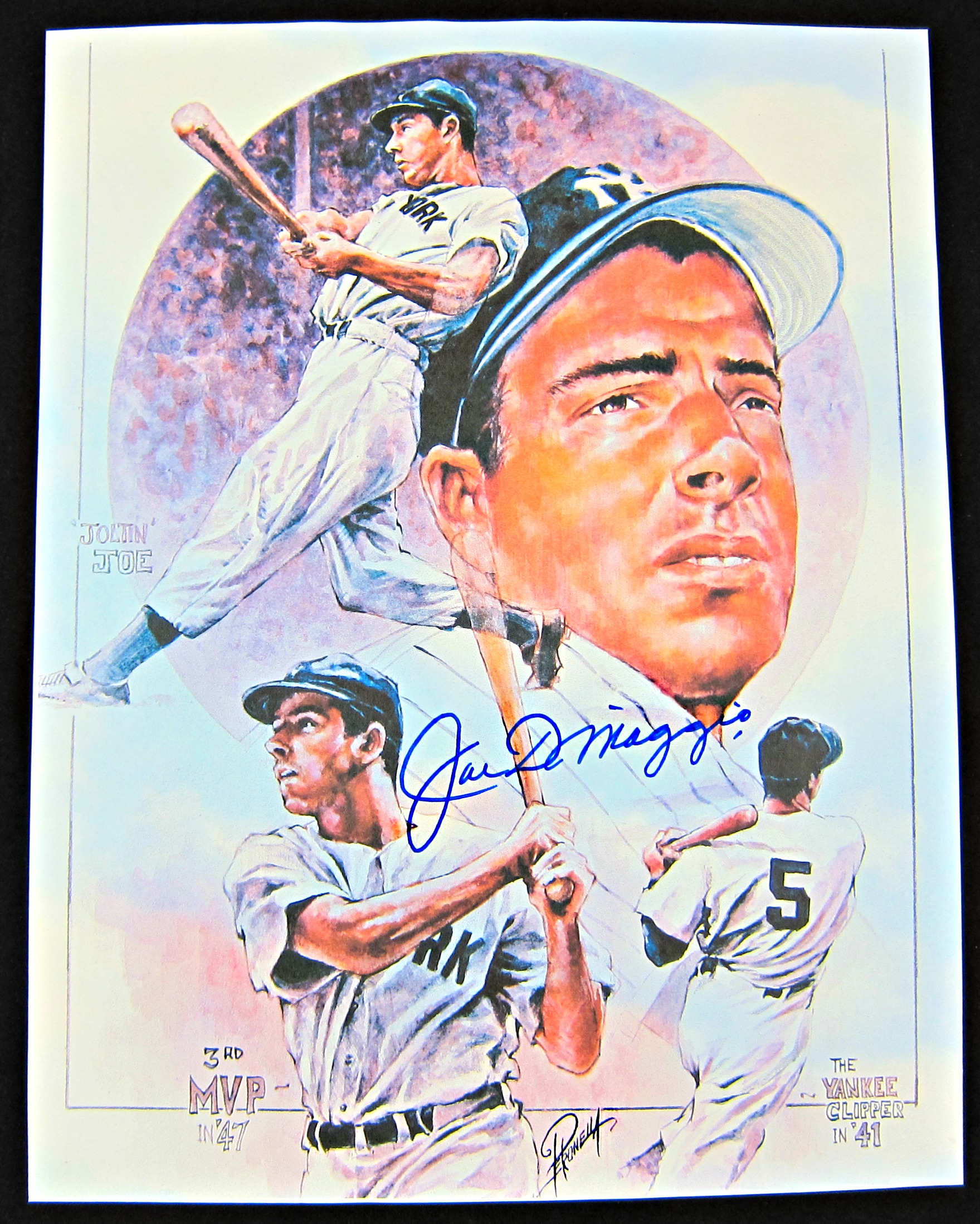 Joe Dimaggio Autographed Pertonella Artwork Memorabilia Center