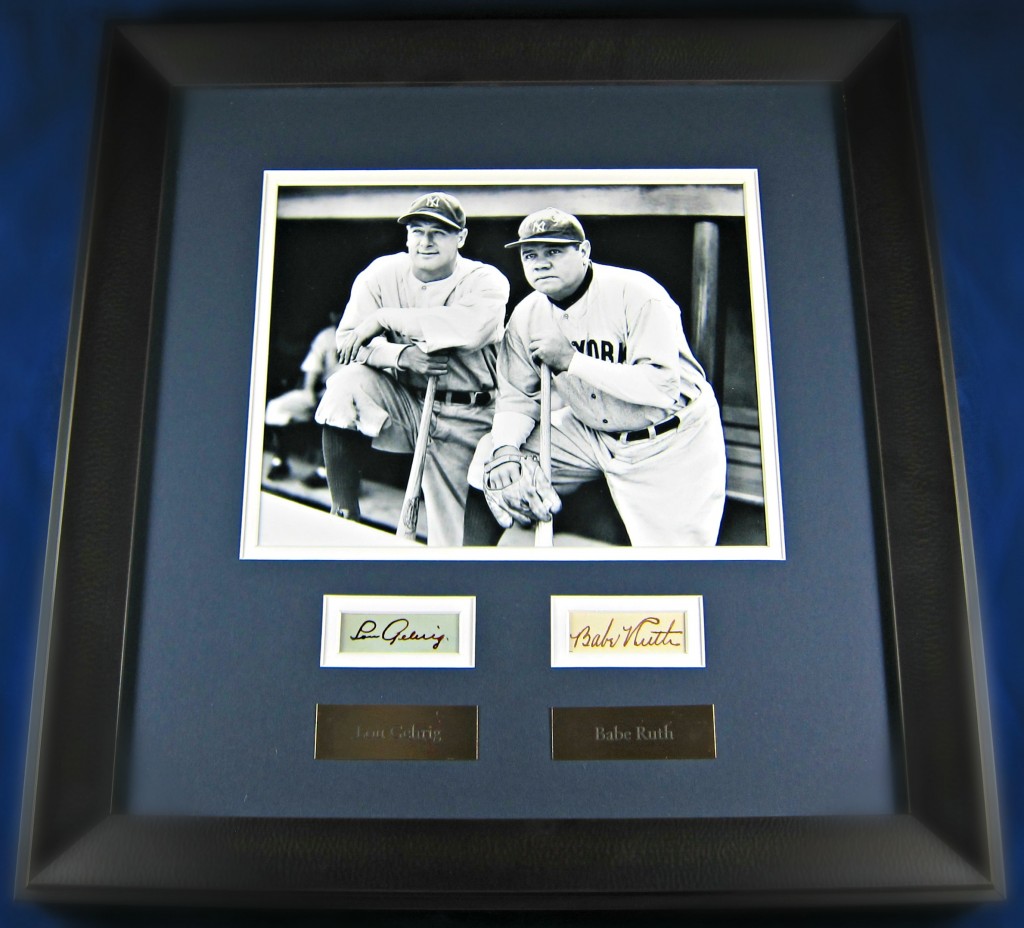 babe-ruth-and-lou-gehrig-framed-cut-signatures-and-picture ...