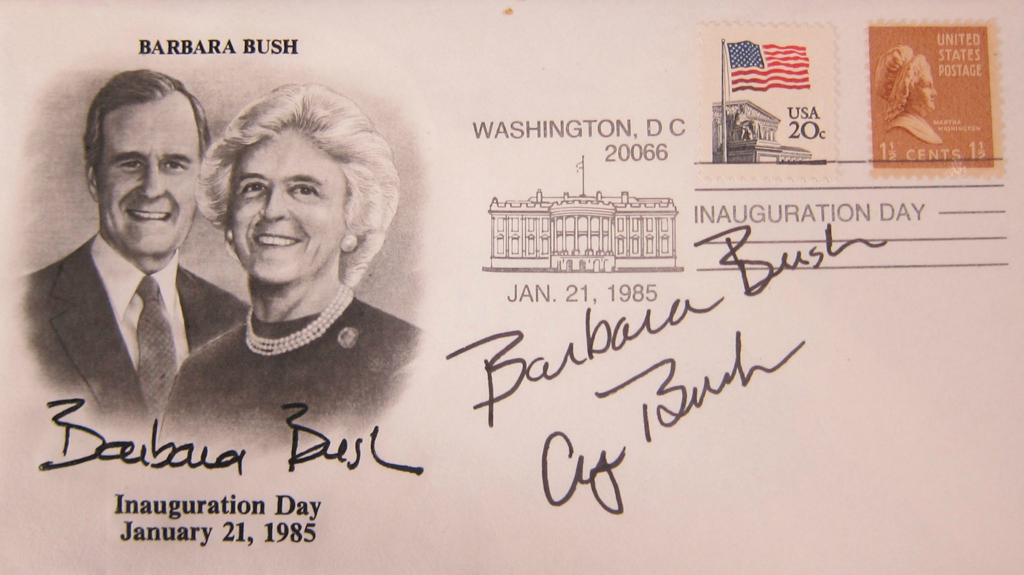 George Bush Sr. And Barbara Bush Autographed Cachet - Memorabilia Center