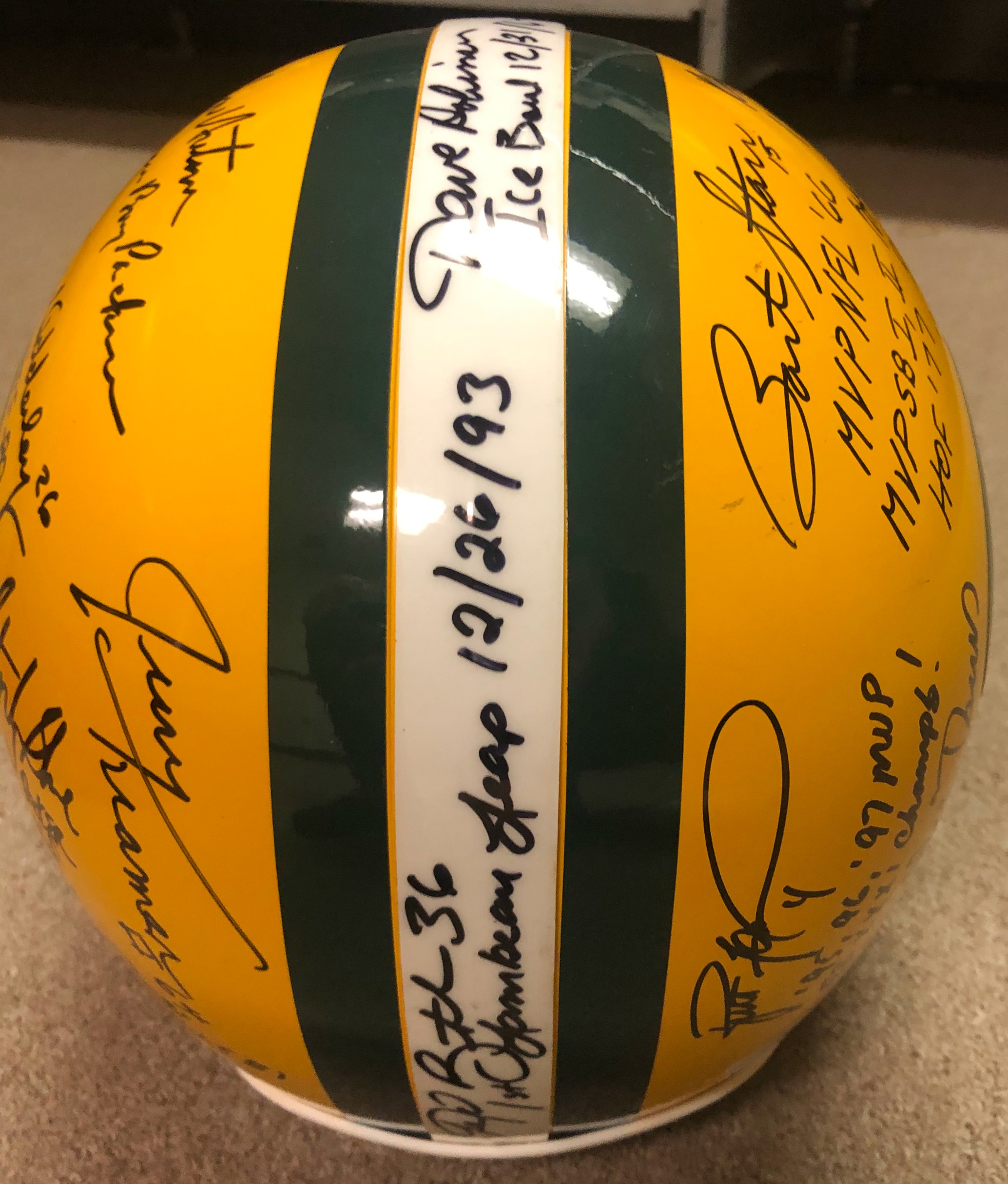 Green Bay Packers Multi Signed Football Helmet - Memorabilia Center