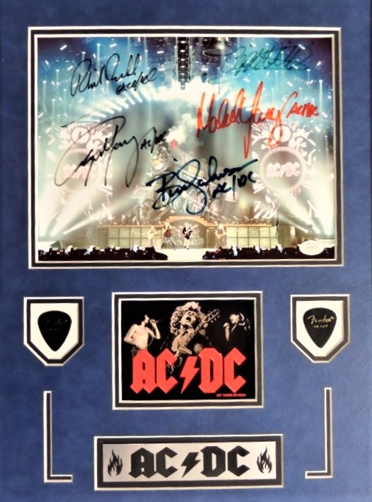 AC/DC Band Signed Display - Memorabilia Center