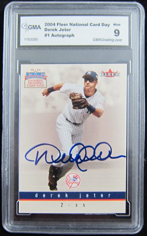 Derek Jeter Autographed Baseball Card (2004 Fleer National Reading Card ...