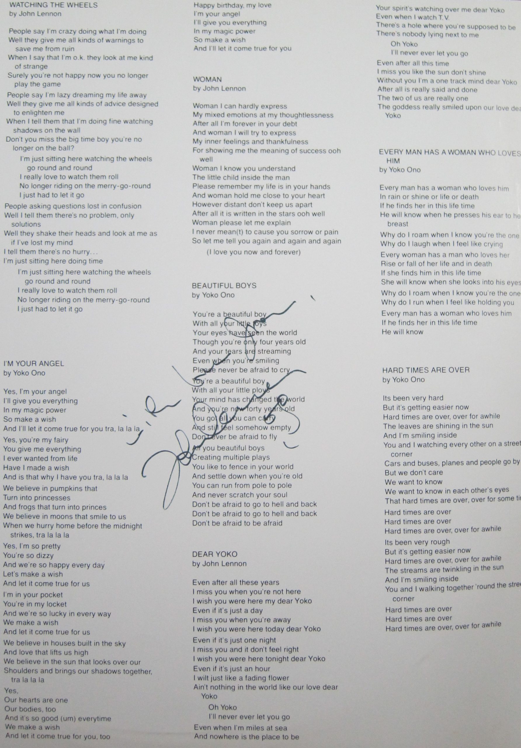 Handwritten Lennon lyrics to be sold in NYC - The San Diego Union-Tribune