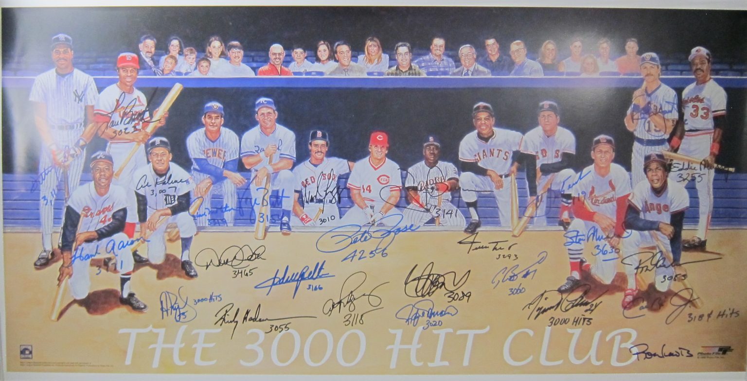 3000-hit-club-members-multi-signed-litho-memorabilia-center