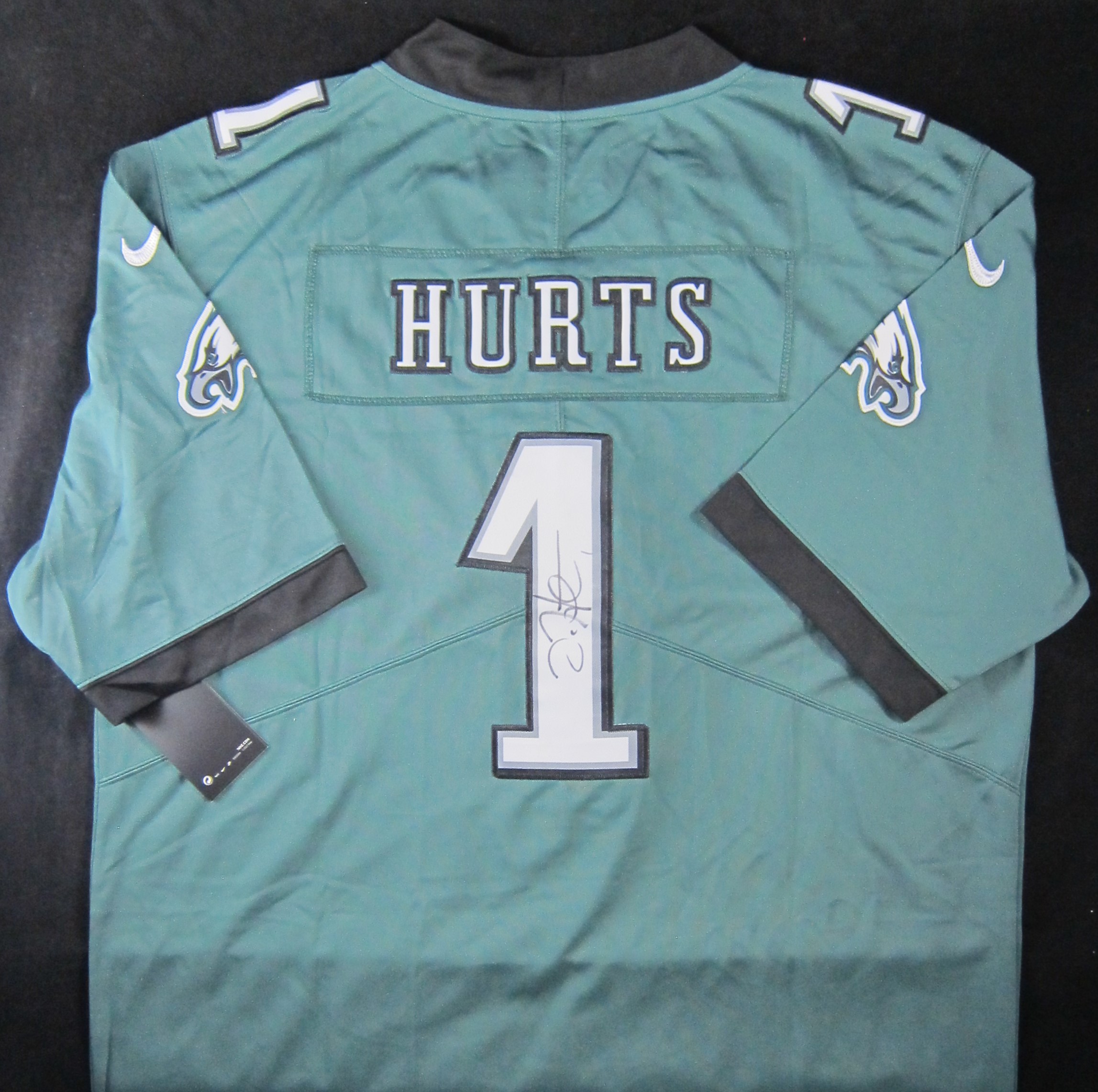 Jalen Hurts Signed Philadelphia Eagles 35 x 43 Framed Jersey (PSA Hologram)  Q.B